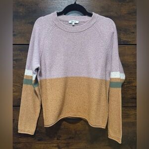 Madewell Striped Roll-Trim Waffle Pullover Sweater in Cotton-Merino Yarn Size S